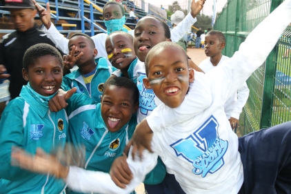 Wits Football mascots posing for the camera after they had walked in the Clever boys